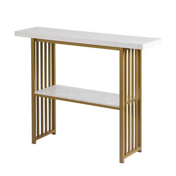 Artiss Console Table Marble Effect White&Gold Awezingly