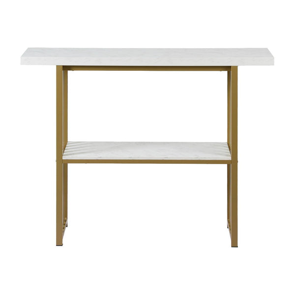 Artiss Console Table Marble Effect White&Gold Awezingly