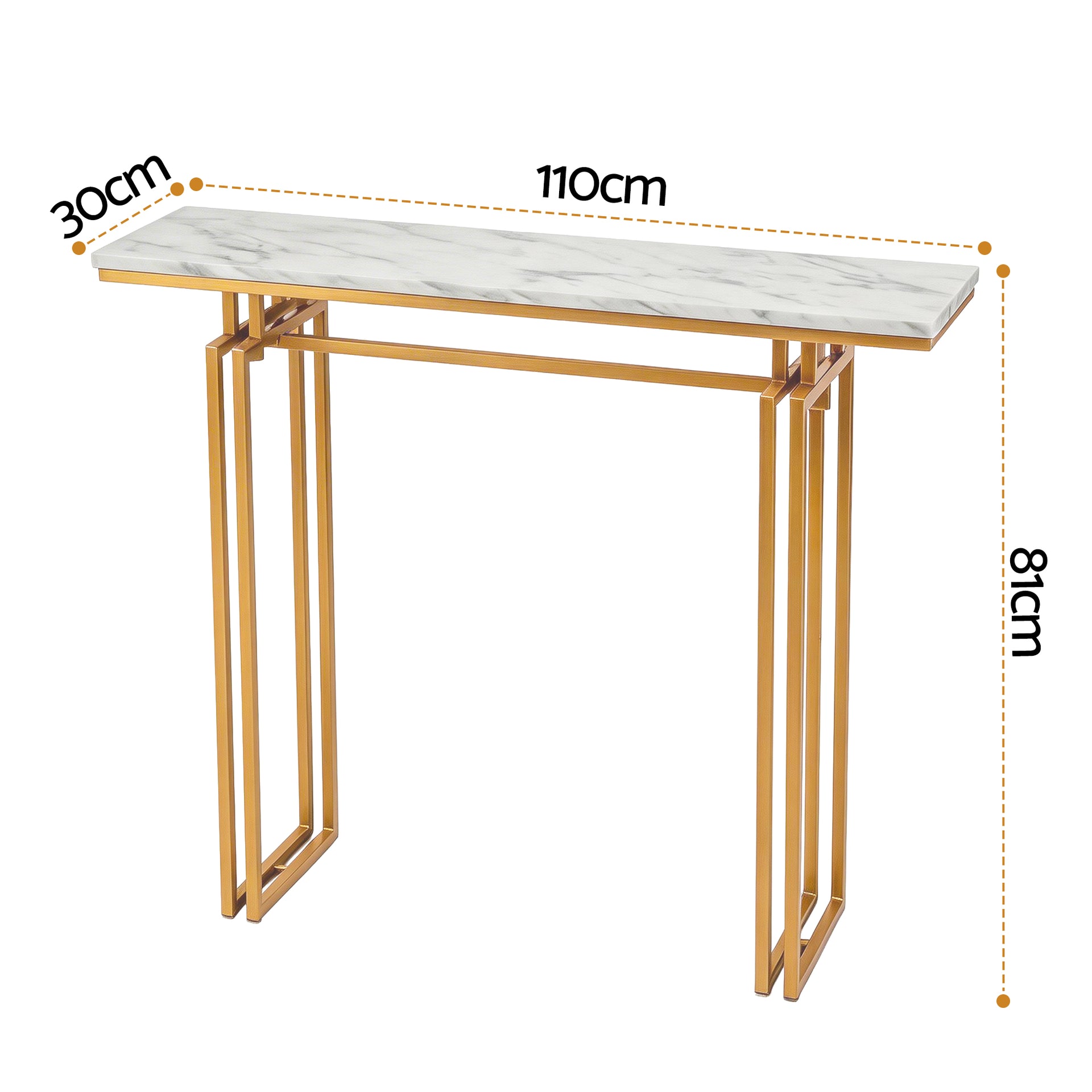 Artiss Console Table Hallway Entryway Table Marble Effect 110CM White & Gold Awezingly