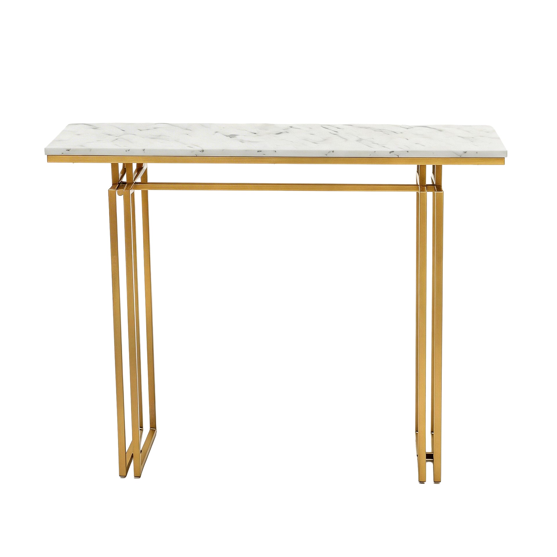 Artiss Console Table Hallway Entryway Table Marble Effect 110CM White & Gold Awezingly
