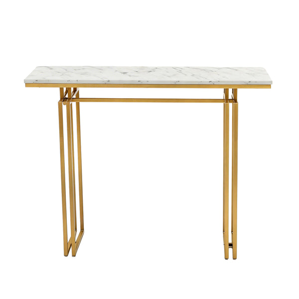 Artiss Console Table Hallway Entryway Table Marble Effect 110CM White & Gold Awezingly