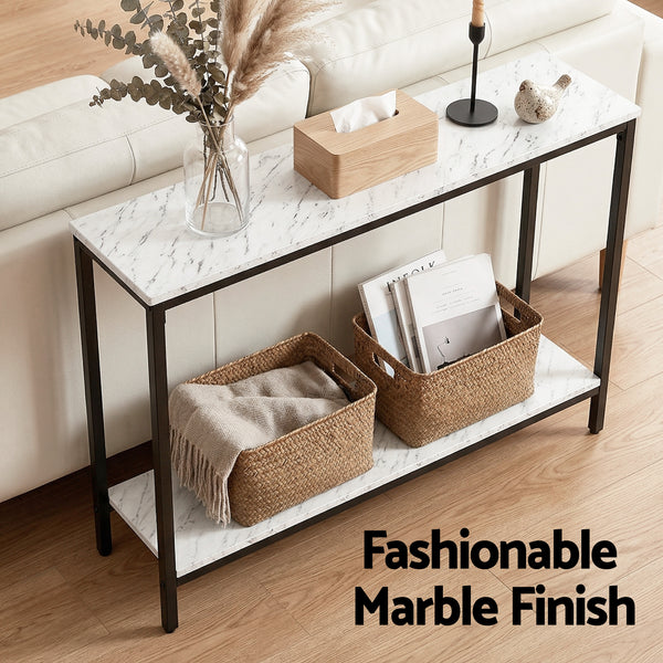 Artiss Console Table Entryway Hallway Display Desk Marble Effect White Awezingly