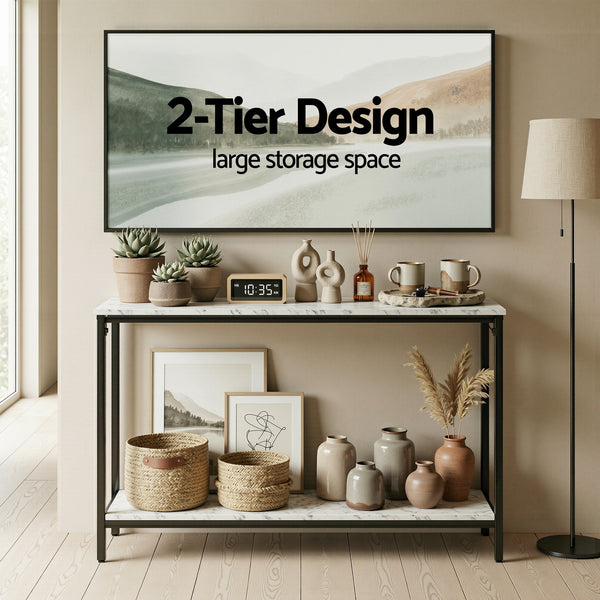 Artiss Console Table Entryway Hallway Display Desk Marble Effect White Awezingly