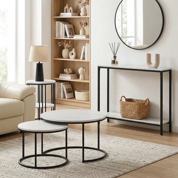 Artiss Console Table Entryway Hallway Display Desk Marble Effect White Awezingly