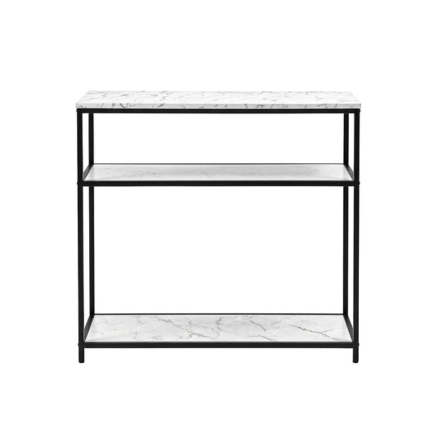 Artiss Console Table Marble Effect 3-Tier Sofa Entryway Side Table 90CM White Awezingly