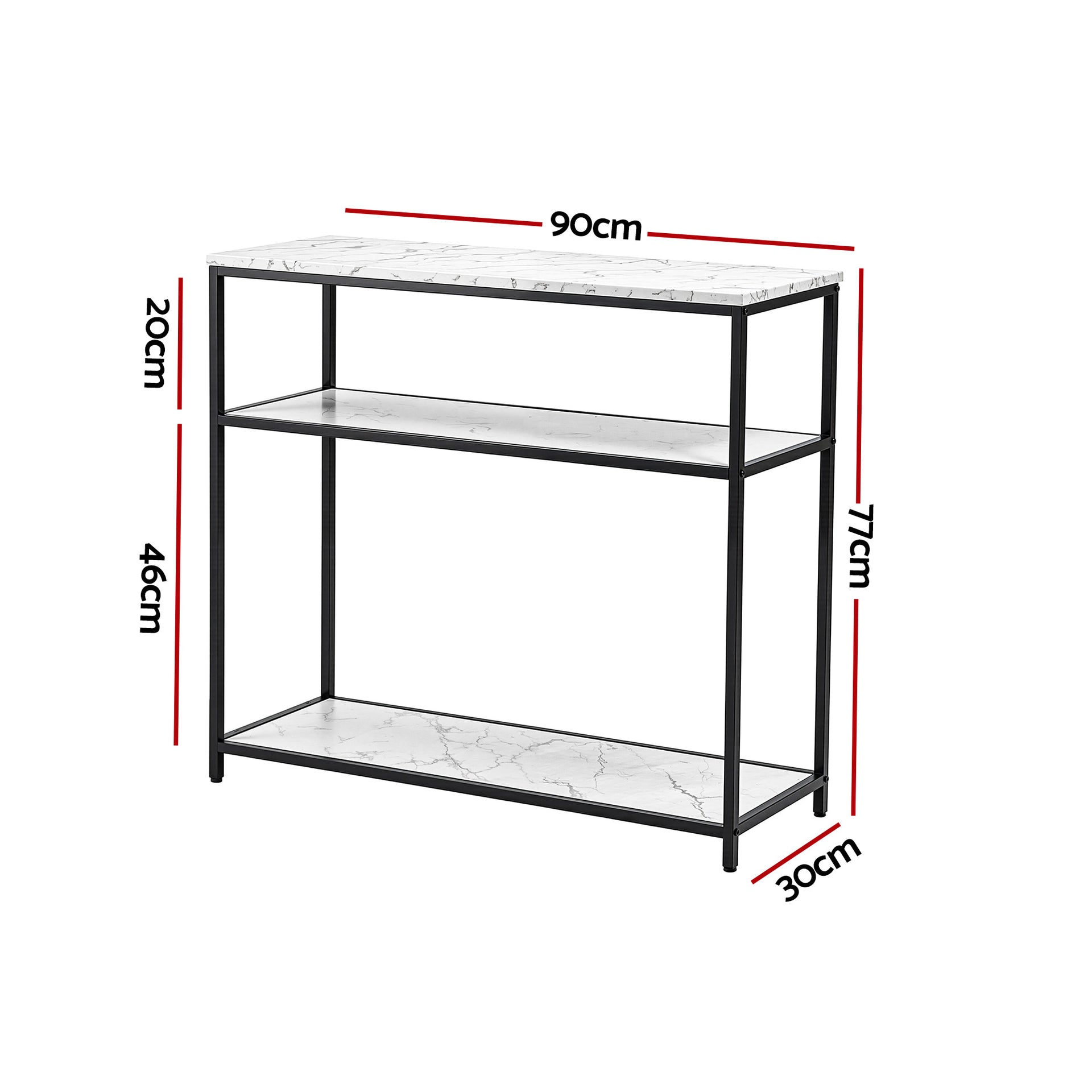 Artiss Console Table Marble Effect 3-Tier Sofa Entryway Side Table 90CM White Awezingly