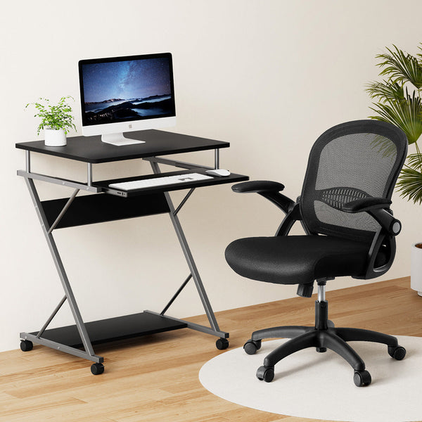 Artiss Computer Desk Mesh Office Chair Set Desks with Keyboard Shelf Try Black Awezingly