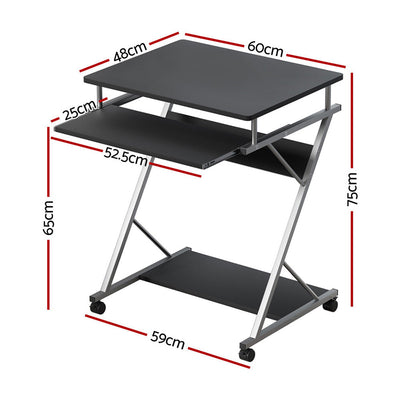 Artiss Metal Pull Out Table Desk - Black