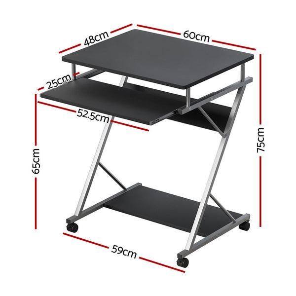 Artiss Metal Pull Out Table Desk - Black Artiss