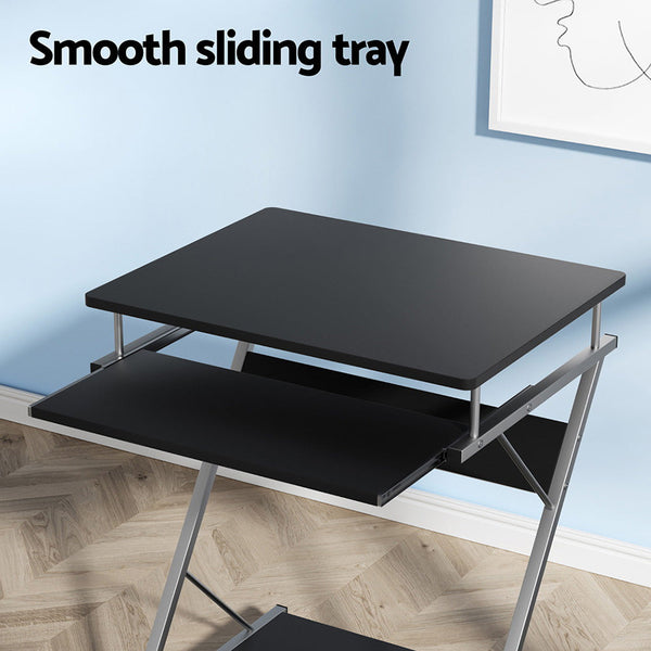 Artiss Metal Pull Out Table Desk - Black Artiss