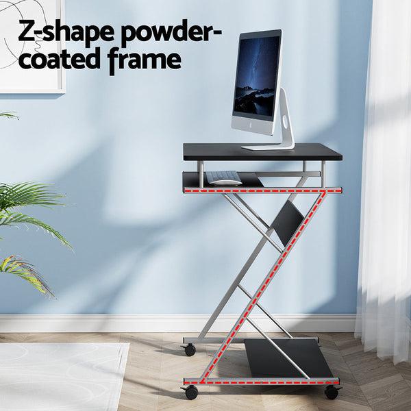 Artiss Metal Pull Out Table Desk - Black Artiss