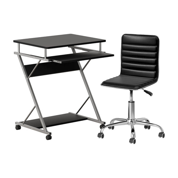 Artiss Computer Desk Office Chair Set Desks with Keyboard Shelf Try Black Awezingly