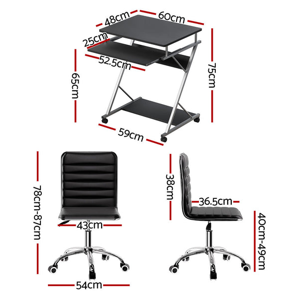 Artiss Computer Desk Office Chair Set Desks with Keyboard Shelf Try Black Awezingly