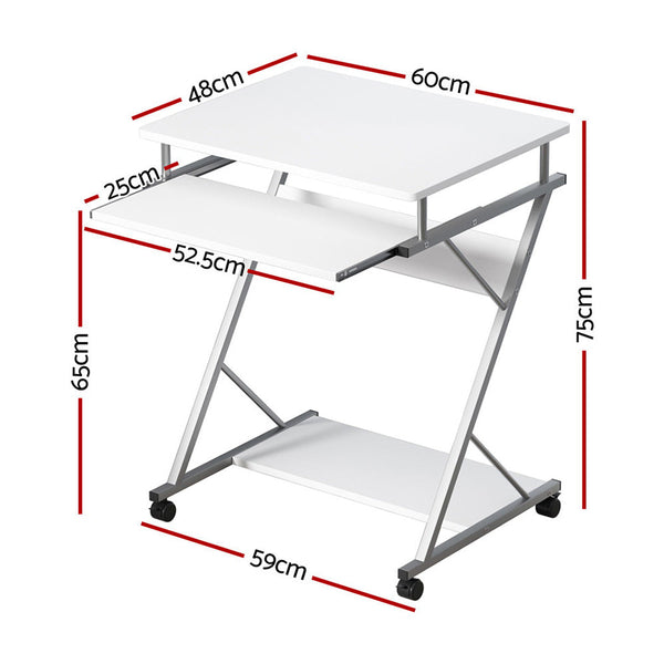 Artiss Metal Pull Out Table Desk - White Artiss