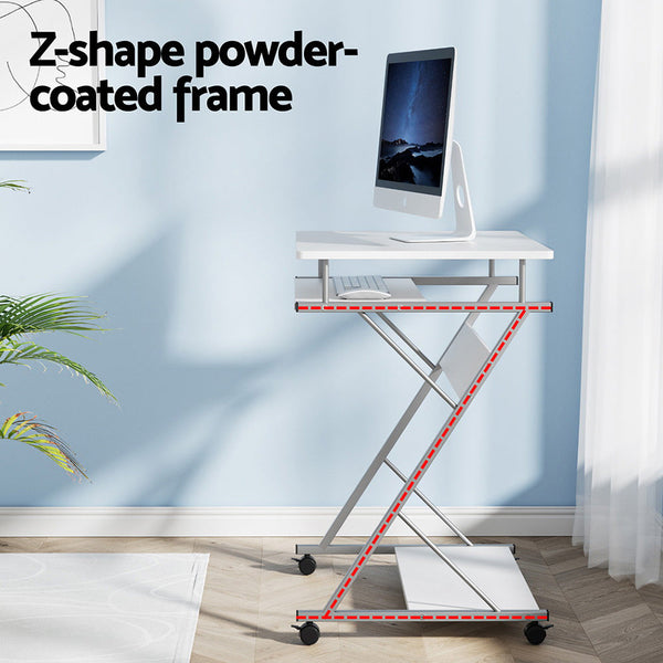 Artiss Metal Pull Out Table Desk - White Artiss