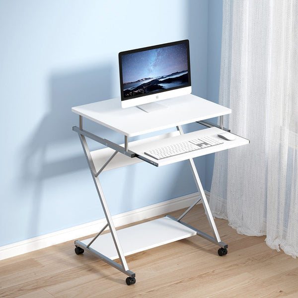 Artiss Metal Pull Out Table Desk - White Artiss