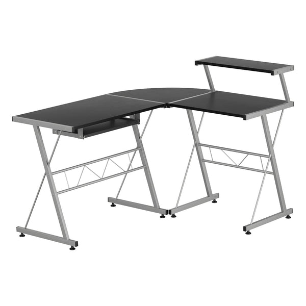 Artiss Corner Metal Pull Out Table Desk - Black Artiss