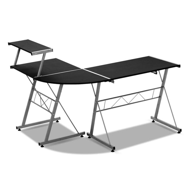 Artiss Corner Metal Pull Out Table Desk - Black Artiss
