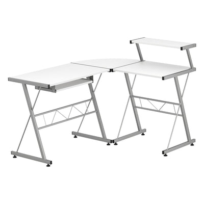 Artiss Corner Metal Pull Out Table Desk - White