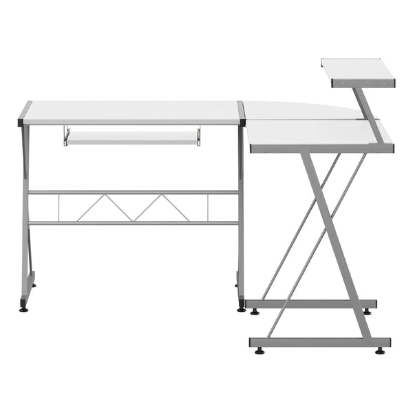 Artiss Corner Metal Pull Out Table Desk - White Artiss