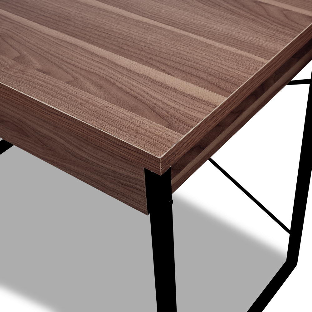 Artiss Metal Desk with Drawer - Walnut Artiss