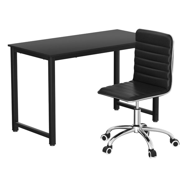 Artiss Computer Desk 120cm Executive Office Chairs Set PU Leather Low Back Black Artiss