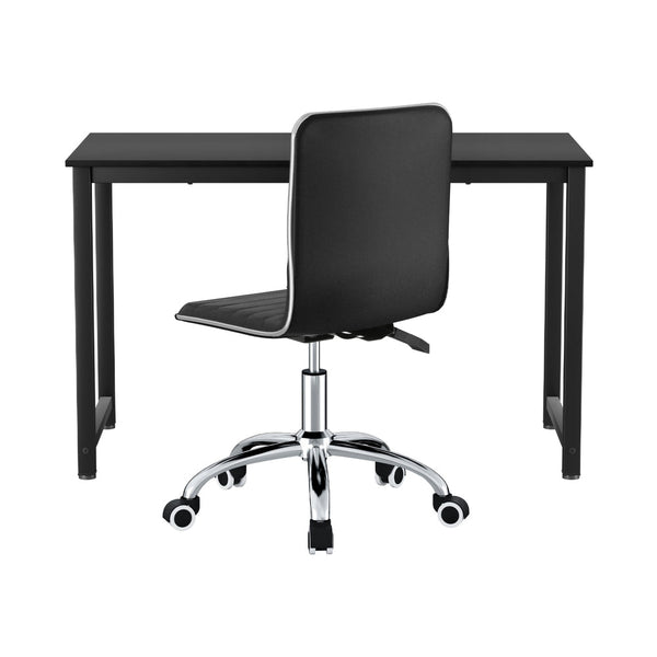 Artiss Computer Desk 120cm Executive Office Chairs Set PU Leather Low Back Black Artiss
