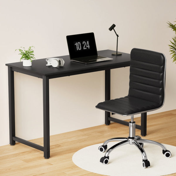 Artiss Computer Desk 120cm Executive Office Chairs Set PU Leather Low Back Black Artiss