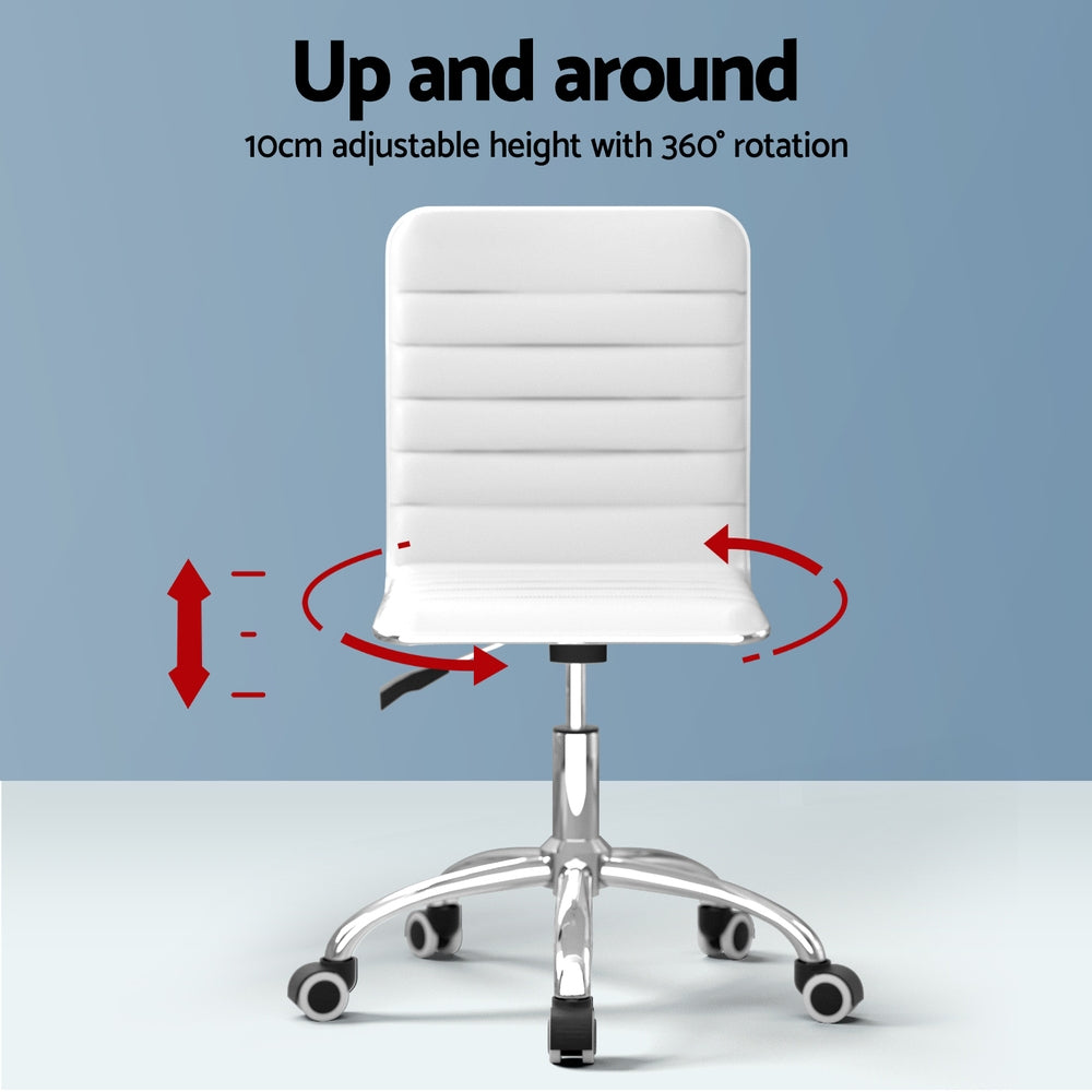 Artiss Computer Desk 120cm Executive Office Chairs Set PU Leather Low Back White Artiss