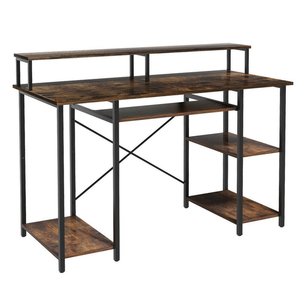 Artiss Computer Desk Laptop Desks Home Office Study Table Open Shelf Brown 120CM Awezingly
