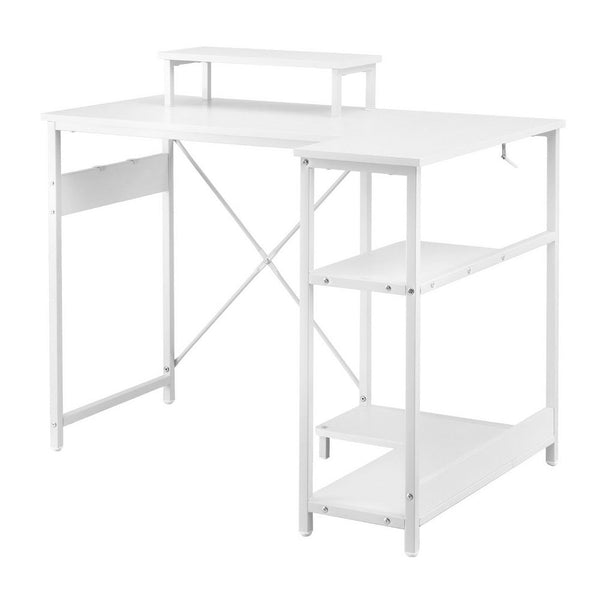 Artiss Computer Desk L-Shape Home Office Study Table Open Shelves White 100CM Awezingly
