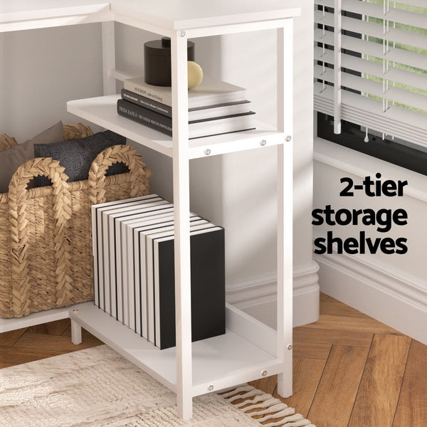 Artiss Computer Desk L-Shape Home Office Study Table Open Shelves White 100CM Awezingly