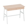 Artiss Metal Desk with Drawer - White with Oak Top