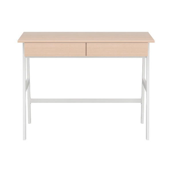 Artiss Metal Desk with Drawer - White with Oak Top Artiss