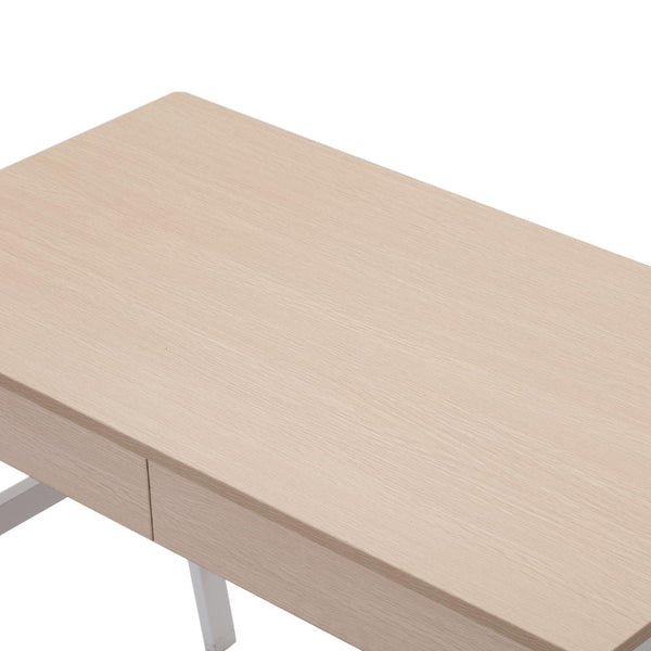 Artiss Metal Desk with Drawer - White with Oak Top Artiss