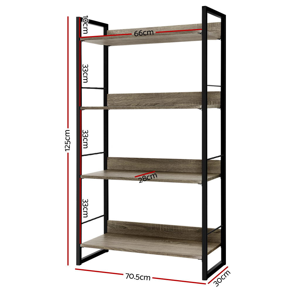Artiss 4 Tier Book Shelf Display Shelves Corner Wall Wood Metal Stand Hollow Storage Artiss
