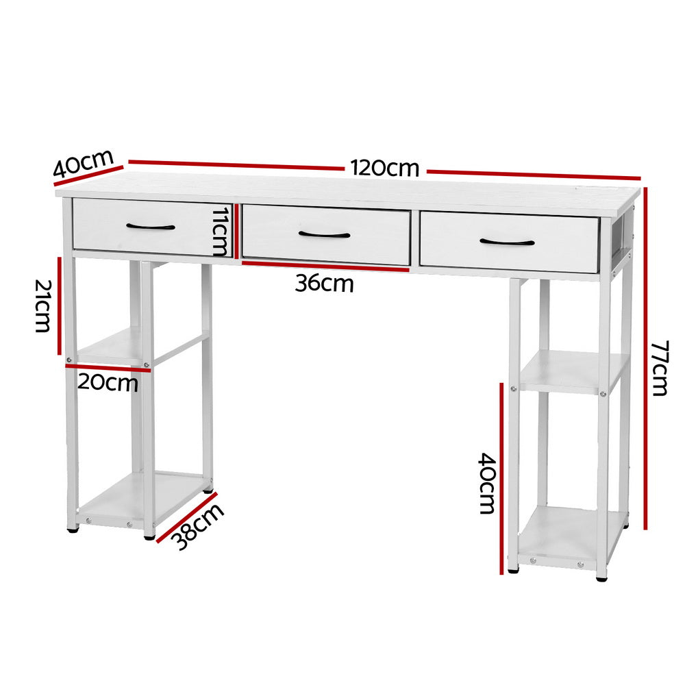 Artiss Computer Desk Drawer Shelves Study Table 120CM White Artiss