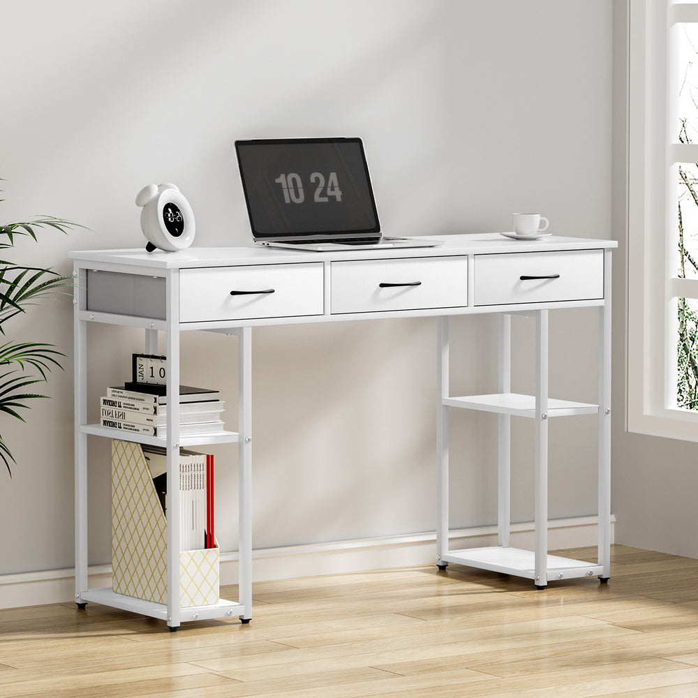 Artiss Computer Desk Drawer Shelves Study Table 120CM White Artiss