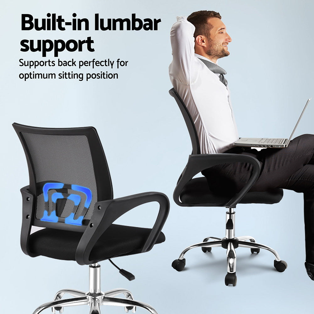 Artiss Computer Desk Mesh Office Chair Set Foldable Home Study Table Black Artiss