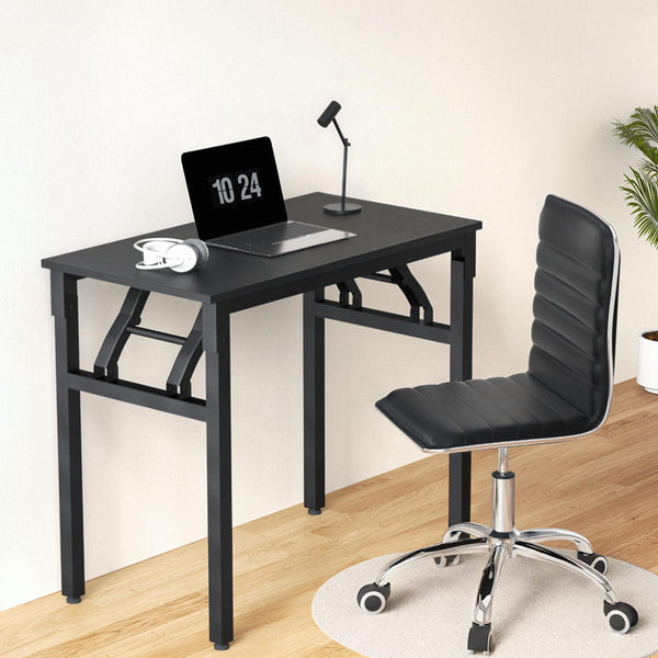 Artiss Computer Desk Office Chair PU Leather Set Foldable Home Study Table Black Artiss