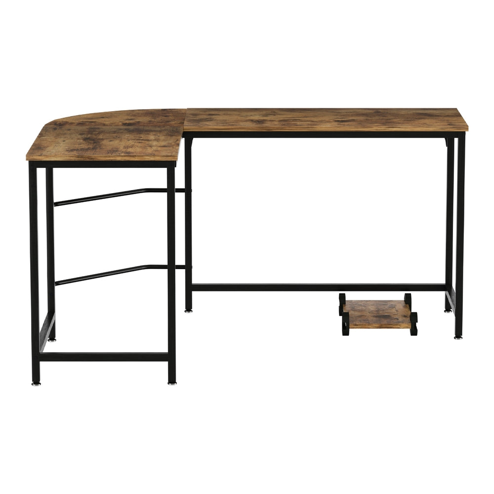Artiss Corner Computer Desk L-Shaped Student Home Office Study Table Brown Artiss