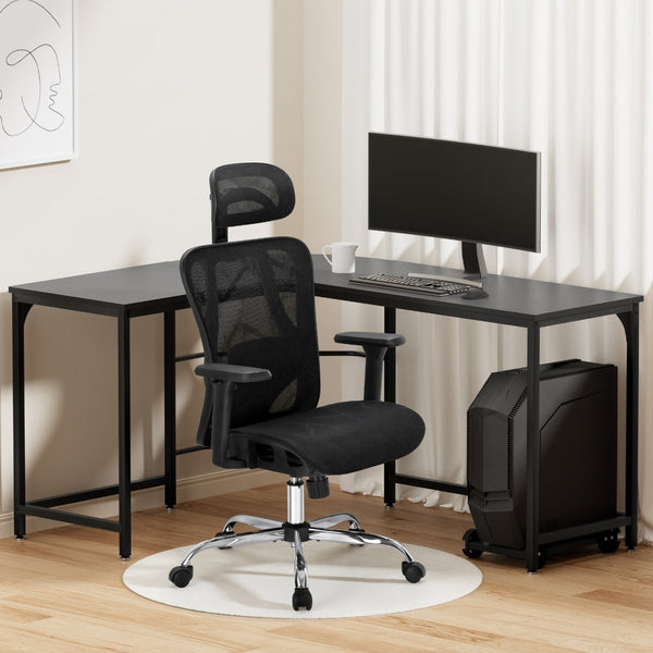 Artiss Computer Desk L-Shape Corner Desks Ergonomic Office Chair Mesh Chairs Artiss