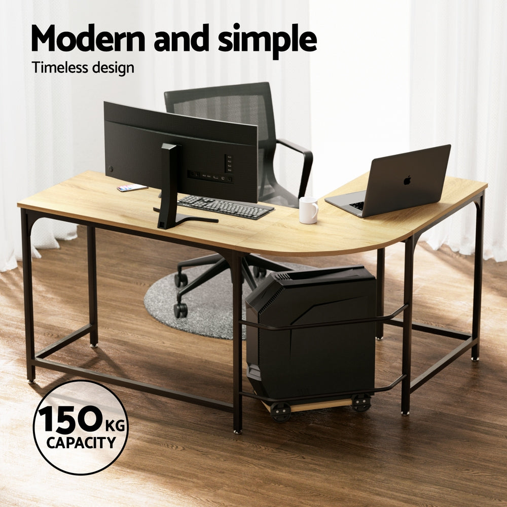 Artiss Corner Computer Desk L-Shaped Student Home Office Study Table Oak Artiss