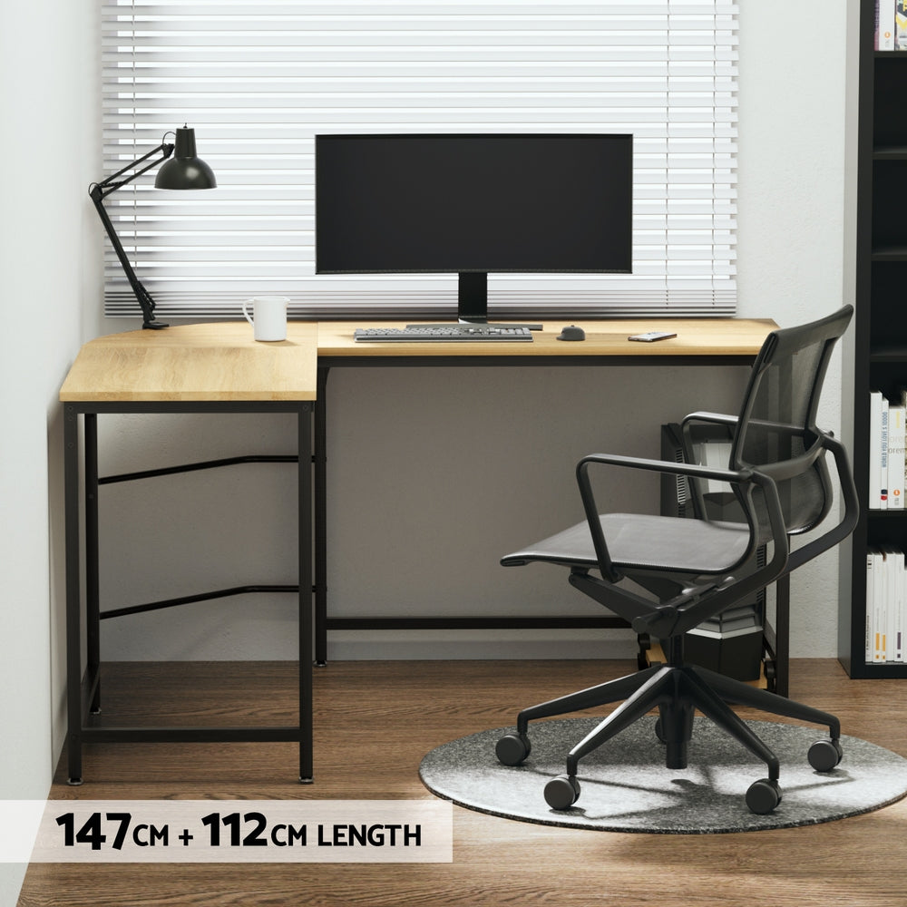 Artiss Corner Computer Desk L-Shaped Student Home Office Study Table Oak Artiss
