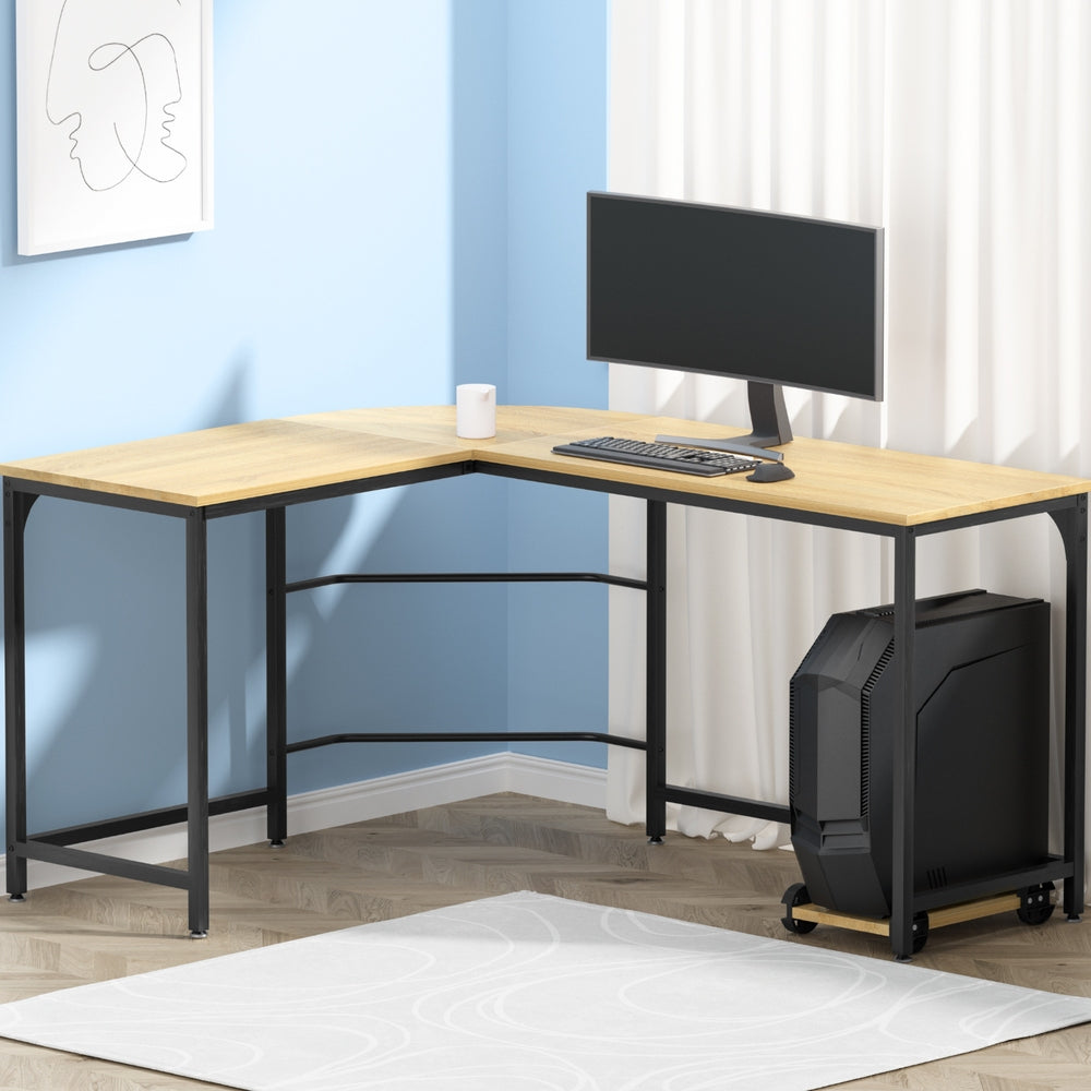Artiss Corner Computer Desk L-Shaped Student Home Office Study Table Oak Artiss