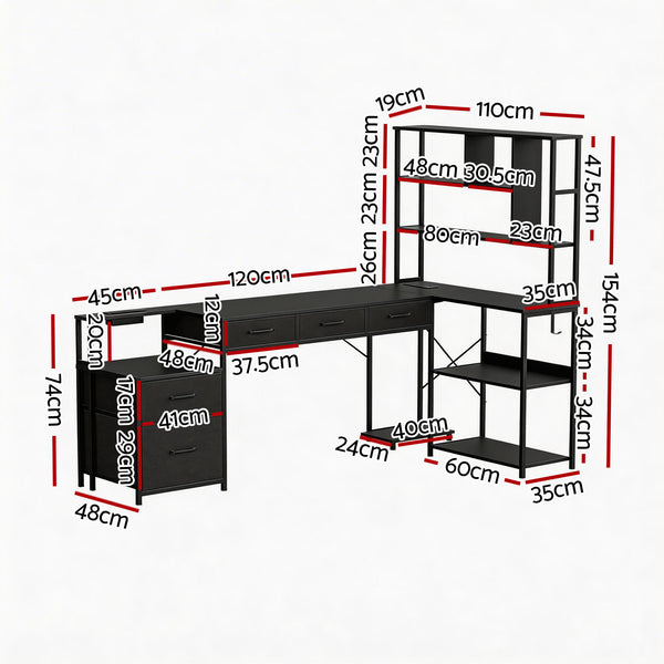 Artiss 200cm L Shaped Gaming Desk Computer Desk with LED Lights & Power Outlets Awezingly