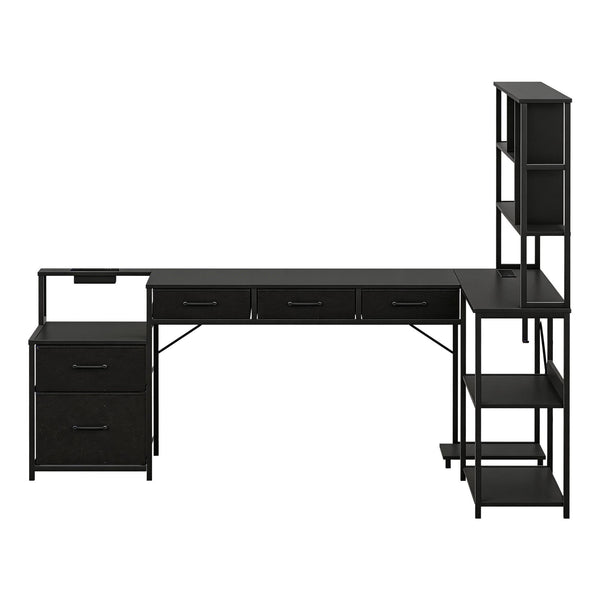 Artiss 200cm L Shaped Gaming Desk Computer Desk with LED Lights & Power Outlets Awezingly