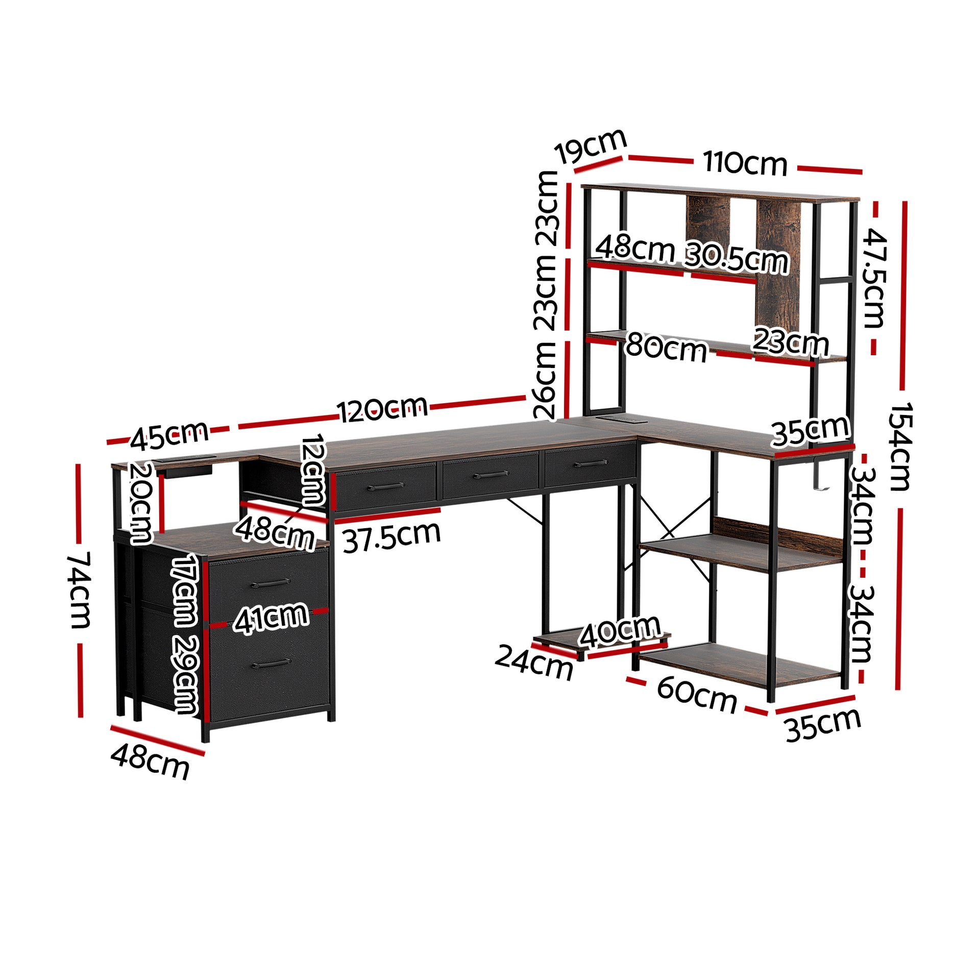 Artiss 200cm L Shaped Gaming Desk Computer Desk with LED Lights & Power Outlets Awezingly