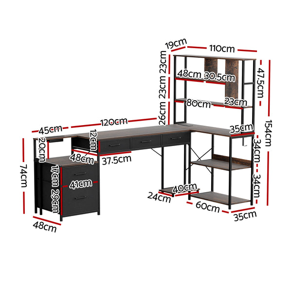 Artiss 200cm L Shaped Gaming Desk Computer Desk with LED Lights & Power Outlets Awezingly