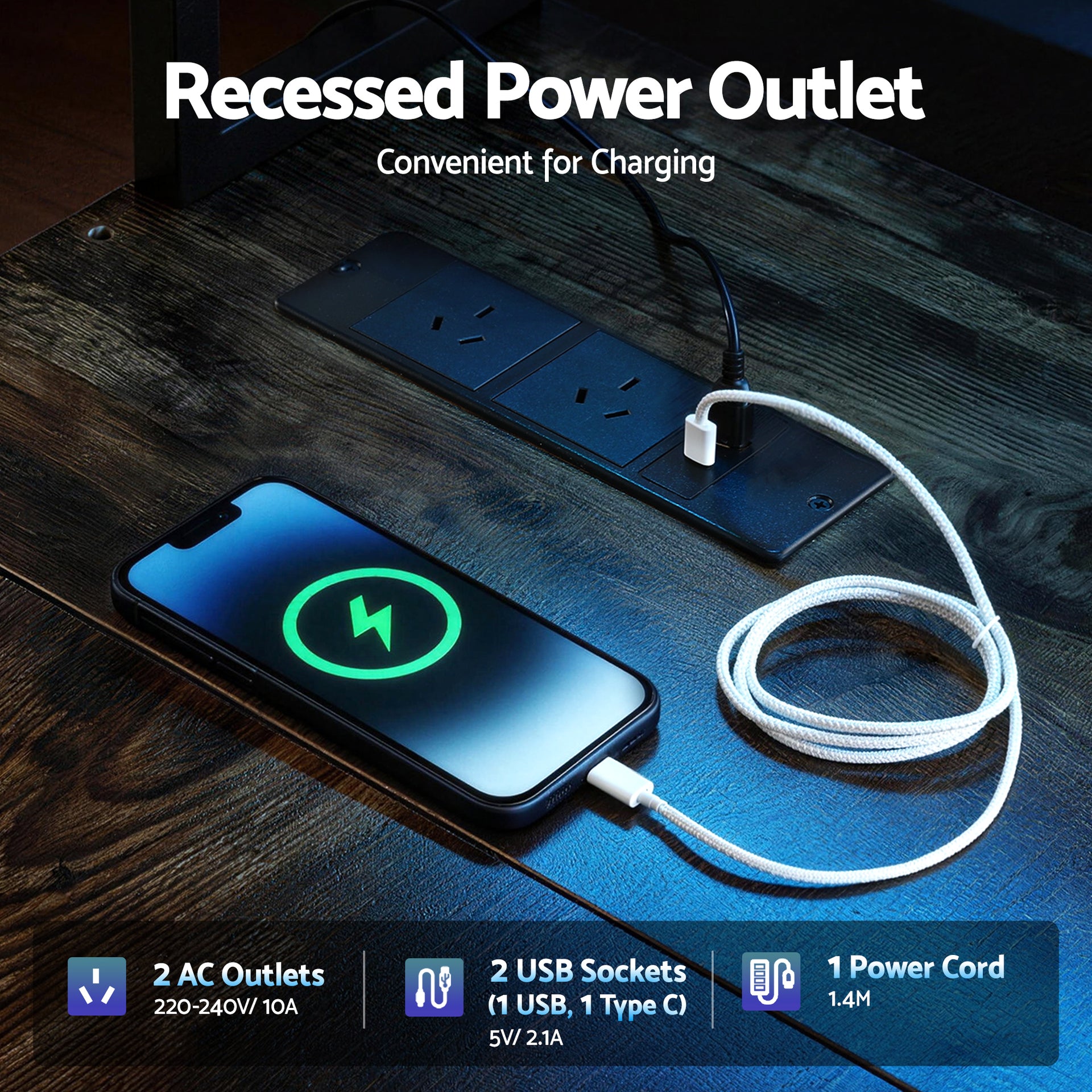 Artiss 200cm L Shaped Gaming Desk Computer Desk with LED Lights & Power Outlets Awezingly